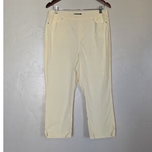Mario Serrani Italy Searsucker Yellow White Capri‎ Cropped Pants Womens Large